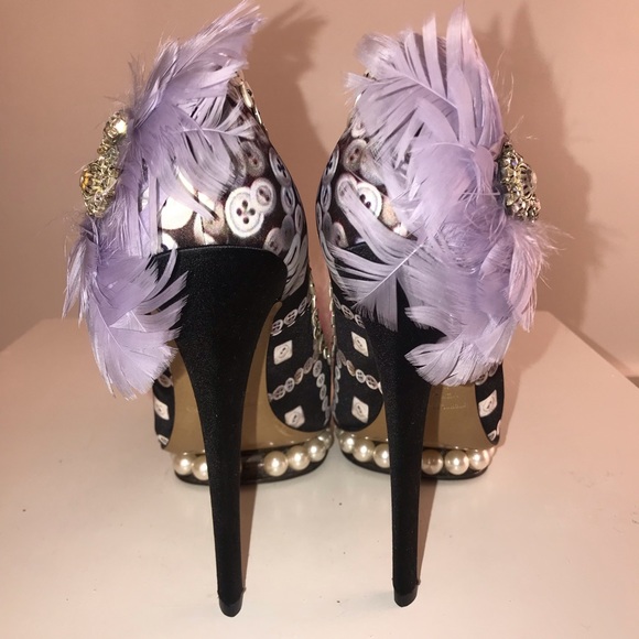 NICHOLAS KIRKWOOD BUTTON PRINTED FEATHER HEELS - Picture 5 of 8